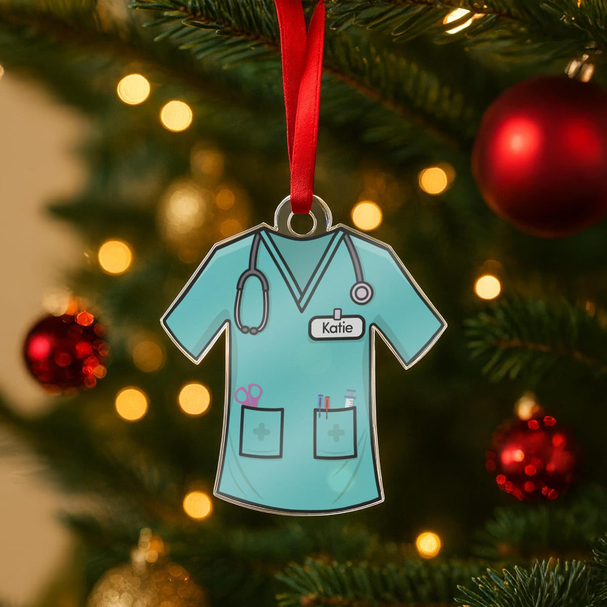 Personalized Nurse Uniform Ornament – Custom Christmas Keepsake with Name on Scrubs Design – RN BSN Gift for Nursing Students, Coworkers – Nurse Appreciation, Graduation, Tree Decoration