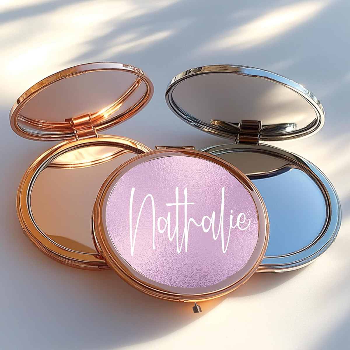Personalized Compact Mirror Gift for Women – Custom Purse Mirror with Name or Short Text – Bridesmaid Gift, Wedding Favor, Bridal Shower Present or Birthday Keepsake for Mom, Friend or Bride