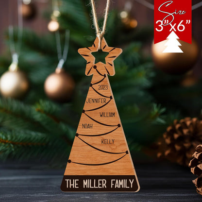 Personalized Christmas Tree Star Ornament with Family Names Gift, 2023 Custom Xmas Tree Decor, Gifts for Grandparents