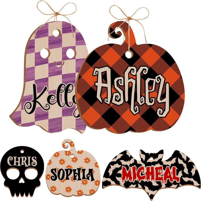 Personalized Halloween Ornament Tag - Custom Ghost Skull Ornament with Name, Customized Monogrammed decorative Gifts for Girlfriend X-mas Family, Boo, Pumpkin, Trick or Treat