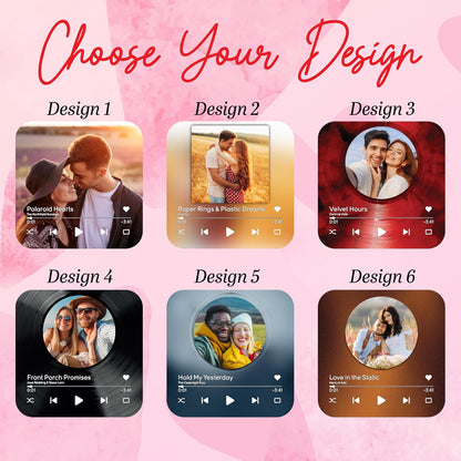 Custom Music Fridge Magnet with Photo - Personalized Picture Song Plaque for Refrigerator - Add Favorite Track & Name - Unique Gift for Christmas, Birthday, Valentine, Anniversary, Couples