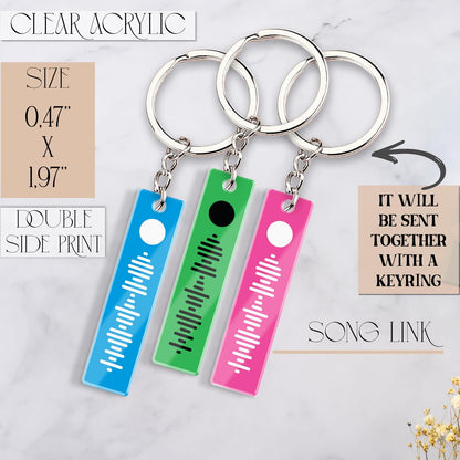 Personalized Scannable Music Keychain with Name, Custom Song Couple Gift