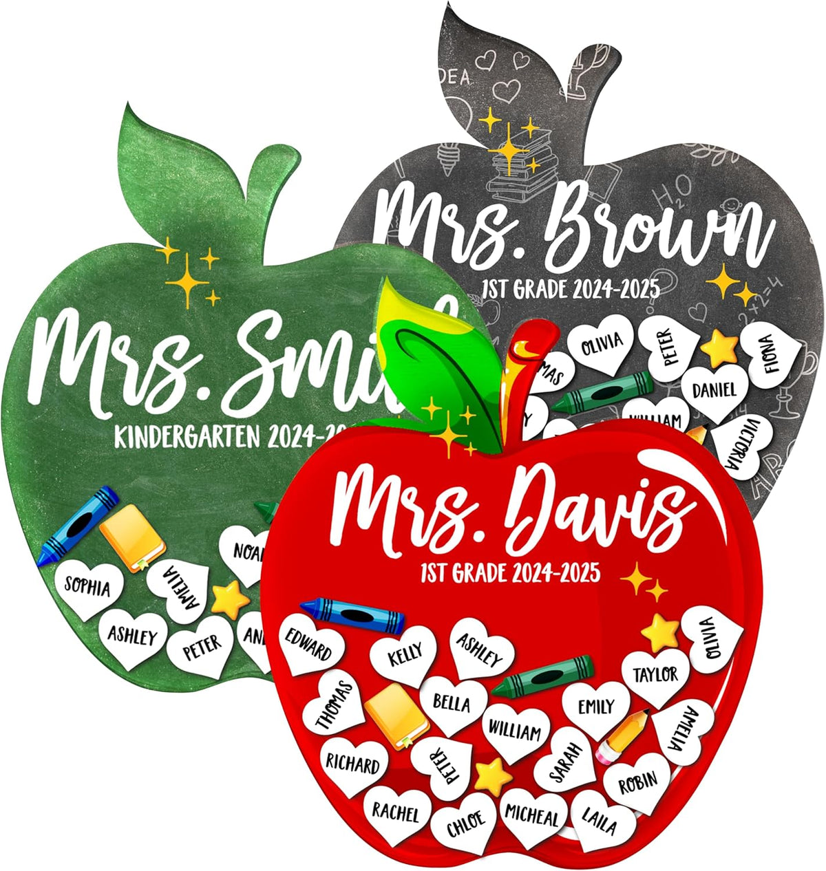 Personalized Teacher Apple Magnet with Student Names, Custom Classroom Gift