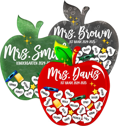 Personalized Teacher Apple Magnet with Student Names, Custom Classroom Gift