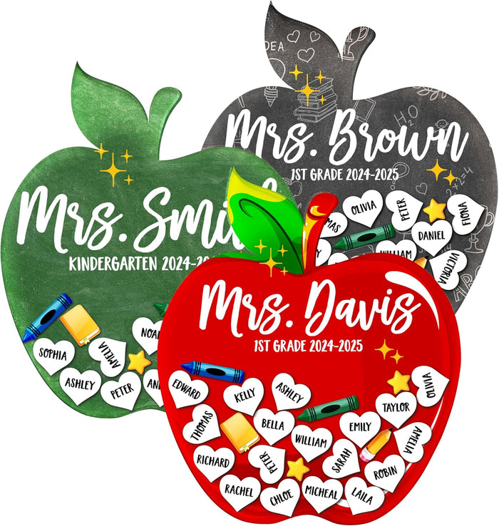 Personalized Teacher Apple Magnet with Student Names, Custom Classroom Gift