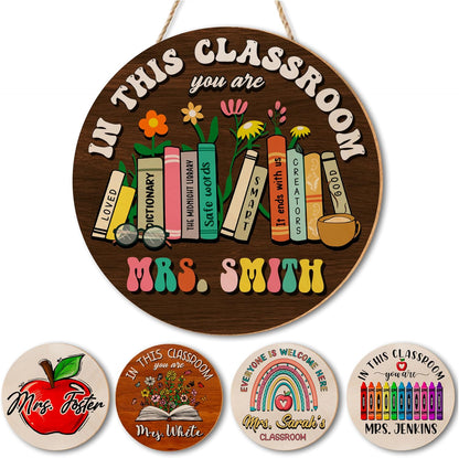 Personalized Teacher Door Hanger with Name, Custom Back to School Gift