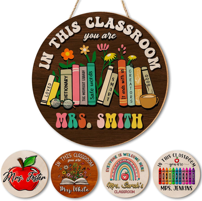 Personalized Teacher Door Hanger with Name, Custom Back to School Gift