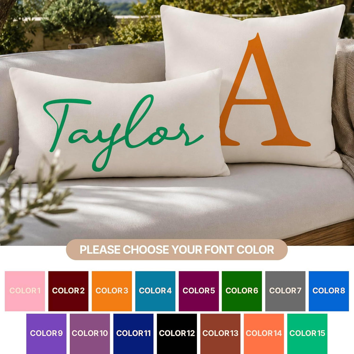 Personalized Name Pillow Cover, Custom Decorative Throw Pillow Case