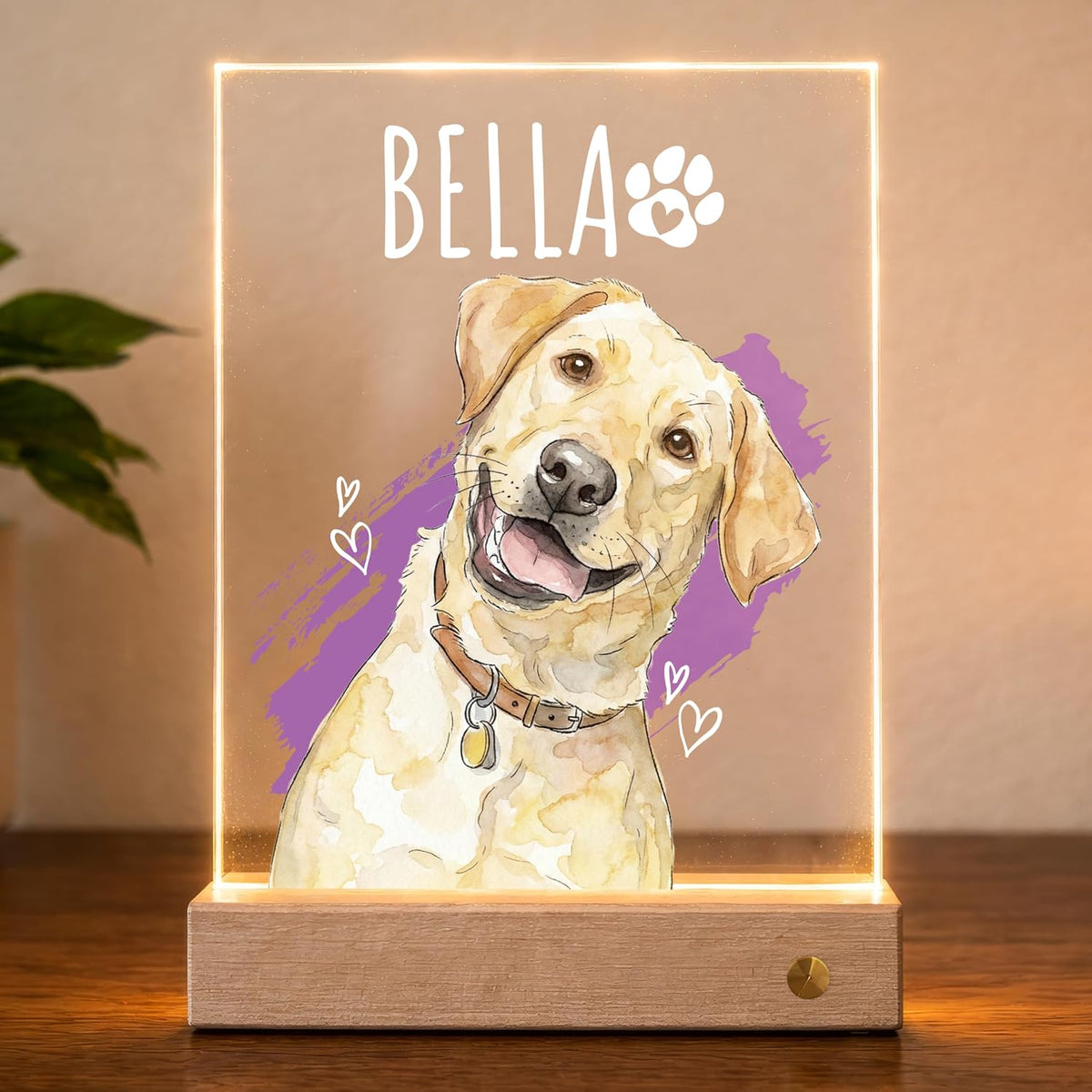 Personalized Pet Photo LED Sign Acrylic, Custom Dog or Cat Portrait Night Light Sign Only, Choose LED Base in Customization, Valentine’s Day Gift for Pet Lovers, Memorial Decor