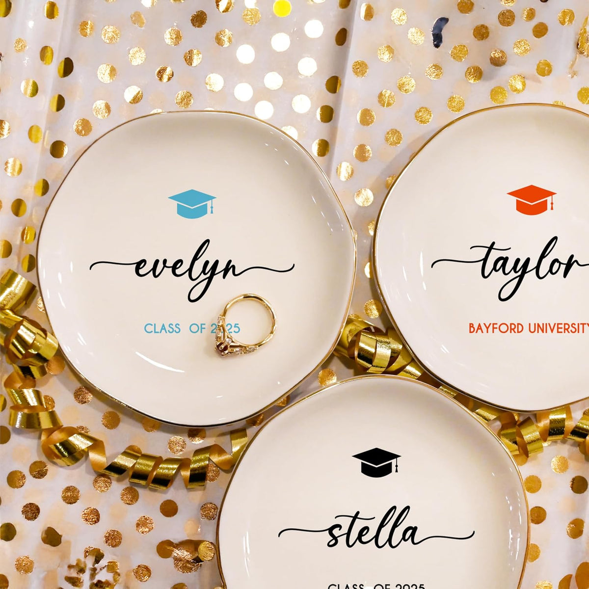 Zexpa Apparel Personalized Ring Dish Jewelry Tray Custom Name Trinket Dish for Women Engagement Bride Wedding Gift Ring Holder Dish Jewelry Organizer Gift for Wife Girlfriend Sister