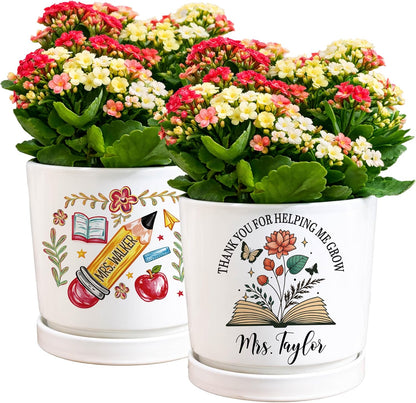 Zexpa Apparel Personalized Flower Pot for Grandma, Mom or Nana, Custom Birth Month Flower Planter with Names, Unique, Mother’s Day, Birthday or Holiday Present, Ceramic Pot