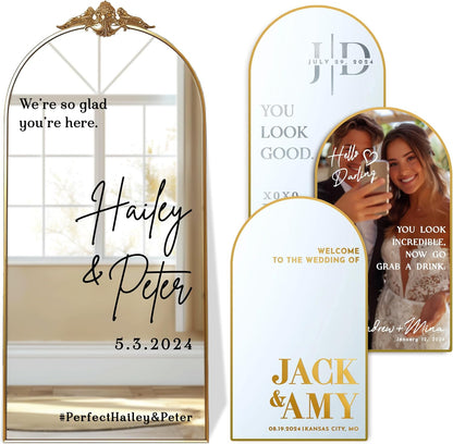 Personalized DIY Wedding Mirror Welcome Sign Decal - Custom Vinyl Sticker with Bride & Groom Names - Elegant Lettering for Bridal Shower, Reception Wall Decor, Event Signage