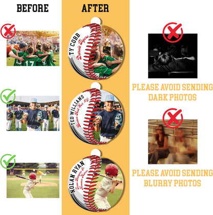 Personalized Baseball Christmas Ornament – Custom Photo & Name Sports Ornament for Kids, Players, Fans – Unique Xmas Tree Decoration & Gift Idea for Baseball Lovers, Boys, Girls, Teams & Coaches