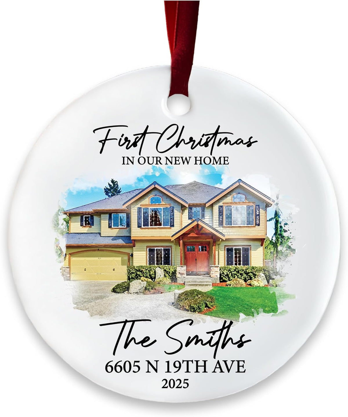 Personalized New Home Christmas Ornament with Photo, Custom Couple Keepsake