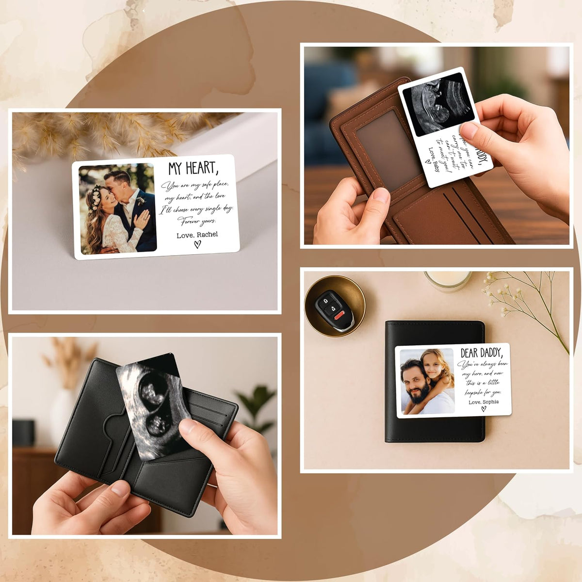 Personalized Ultrasound Wallet Card, Custom Baby Announcement Gift for Dad