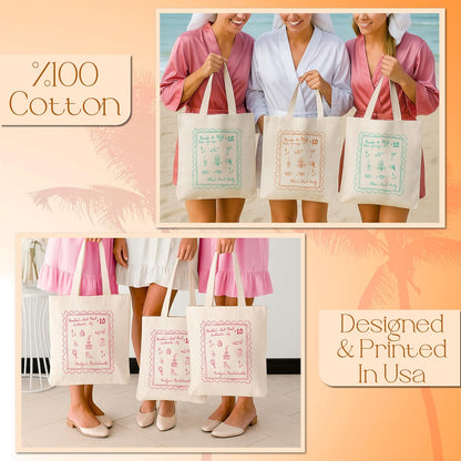 Personalized Beach Tote Bag, Custom Canvas Bachelorette Bridal Party Gift