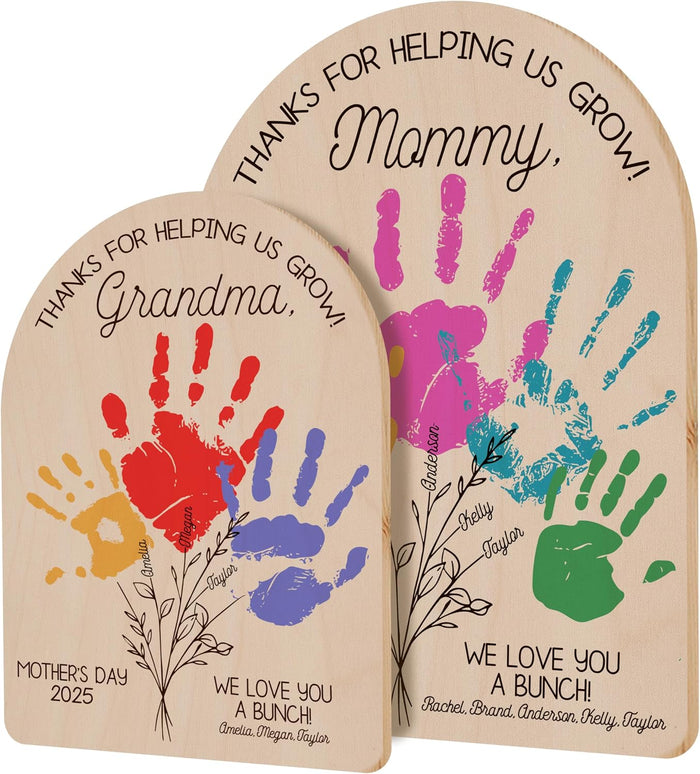 Personalized Handprint Wood Sign for Mom, Custom Mother's Day Keepsake Gift