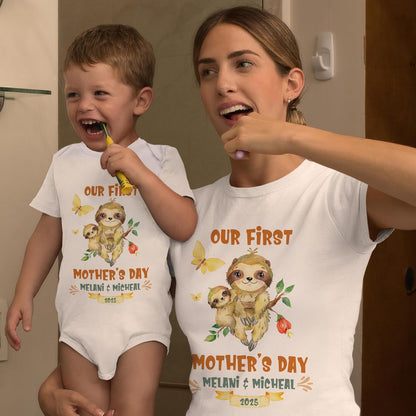 Personalized Mother's Day Matching Tee Gift for Mom and Baby - Custom Outfit Tshirt and Bodysuit for Mommy, Toddler - Customize Mother, Child T-Shirt Baby Bodysuit Gifts - Kid, Daughter Son Trendy