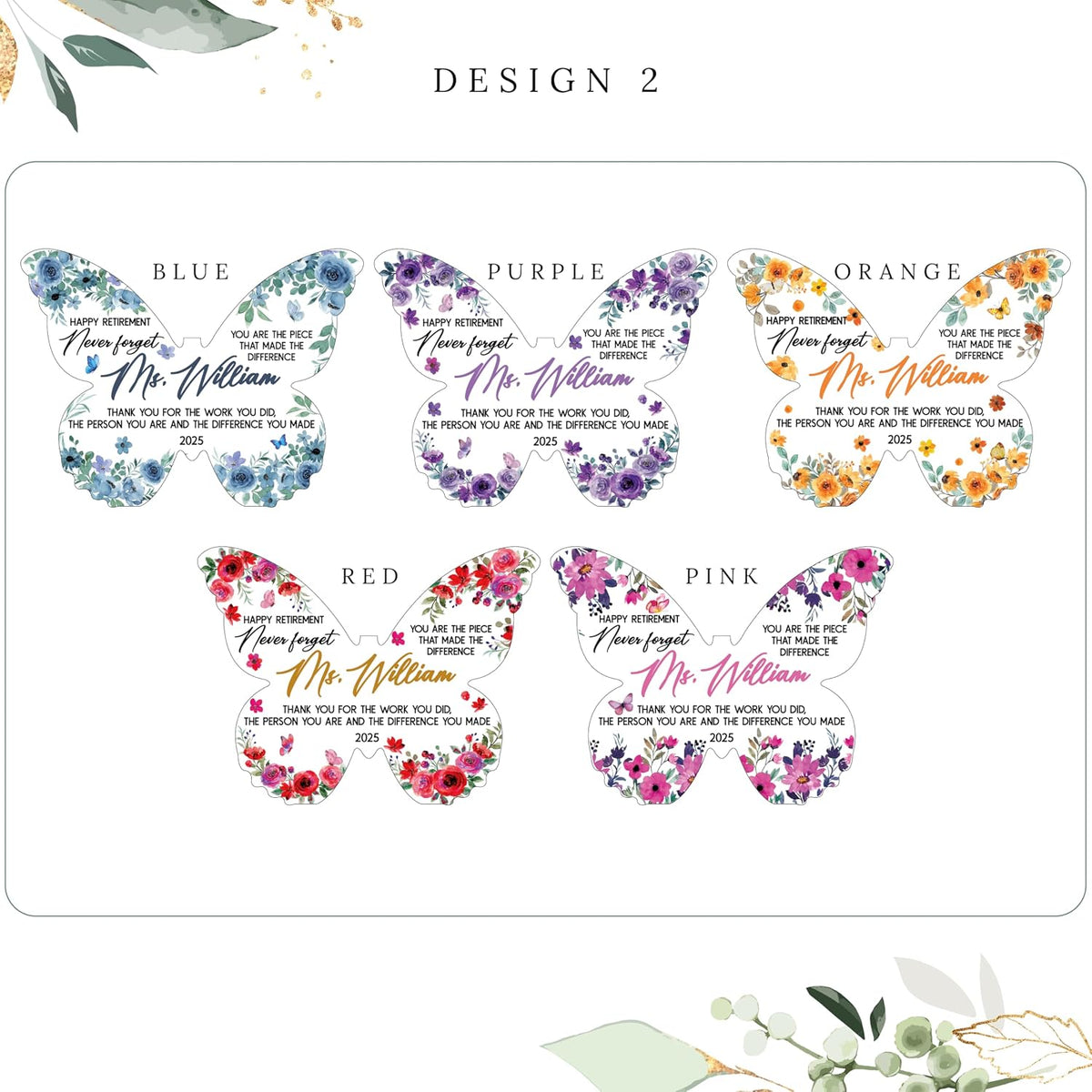 Retirement Gift for Women & Men – Personalized Butterfly Acrylic with Name – Thank You Gift for Coworkers, Teachers, Nurses & Bosses – Commemorate Years of Service & Christmas Office Decor Keepsake