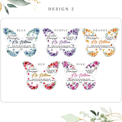 Retirement Gift for Women & Men – Personalized Butterfly Acrylic with Name – Thank You Gift for Coworkers, Teachers, Nurses & Bosses – Commemorate Years of Service & Christmas Office Decor Keepsake