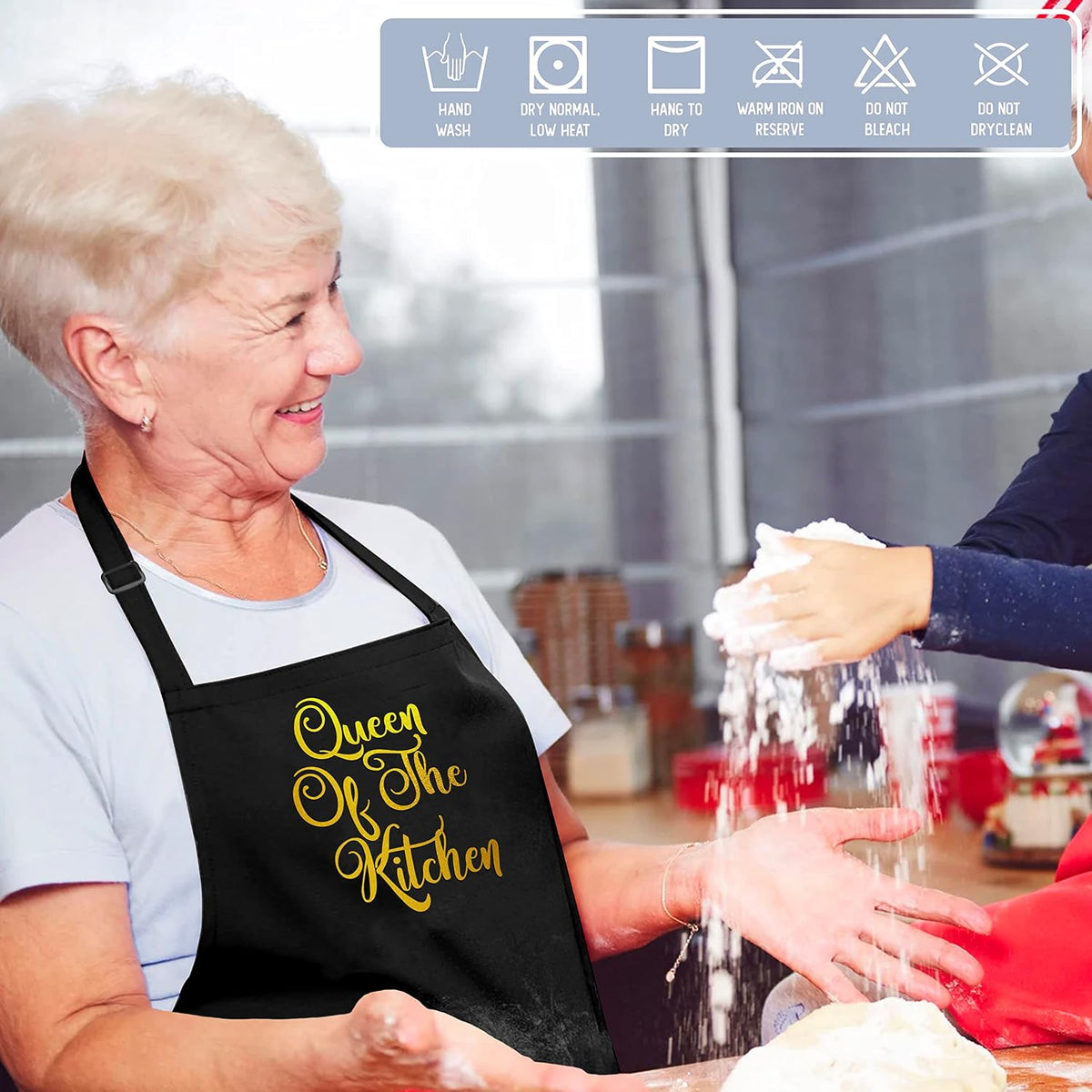 LALALA GIFT LAND Customized Kitchen Chef Apron w/Pockets - Black & White Option - 9 Font - 18 Color - Personalized Chef Apron
