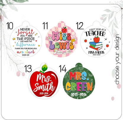 Personalized Teacher Christmas Ornament - Custom Acrylic Tree Hanging Gift for Teachers, Classroom Decor for End of Year, First Year, Preschool, Kindergarten, Thank You Gift