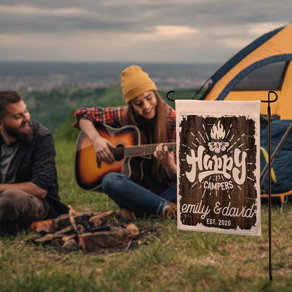 Personalized Camping Garden Flag with Family Name, Custom Double Sided Flag