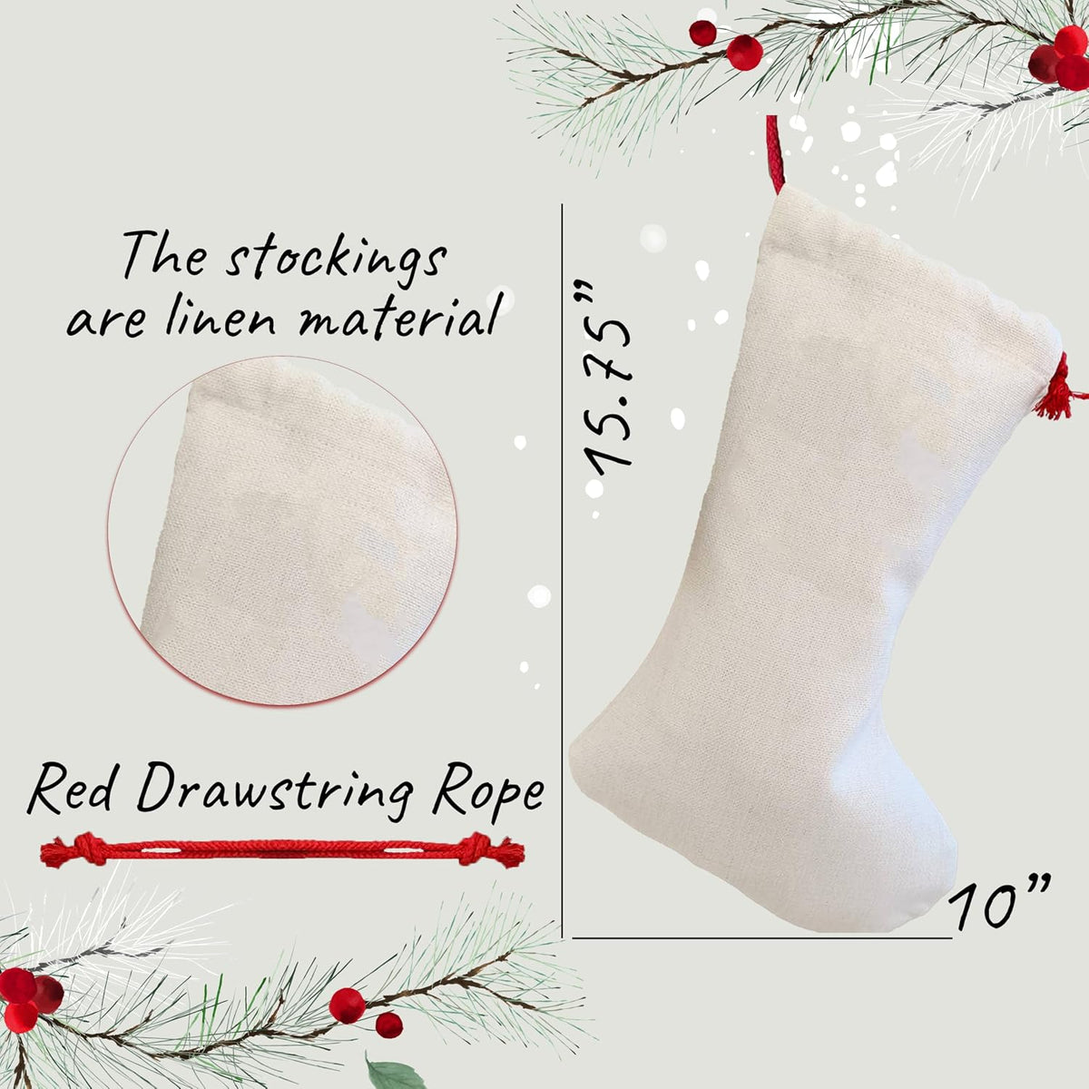 Custom White Christmas Stocking with Name & Initial - Personalize Holiday Stockings - Unique Christmas Decoration & Special Delivery Gift for Family, Friends, Mom, Dad & Loved Ones