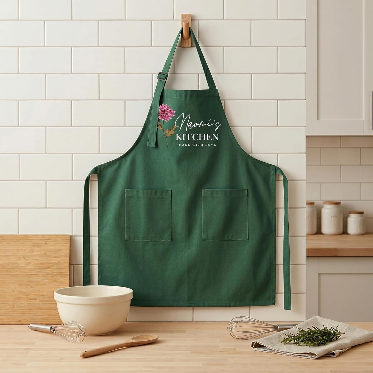 Zexpa Apparel Personalized Bakery Apron for Women with Custom Name and Logo Design, Adjustable Baking Apron
