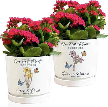 Personalized Grandma Gift - Custom Flower Pot with Names - Ceramic Planter Gift for Mom, Grandma's Garden for Grandma