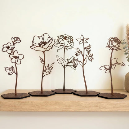 Birth Month Flower Wooden Decor, Grandma Mothers Day Gift for Mom Nana Gigi, Elegant Floral Home Decor, Birthday Christmas Gift