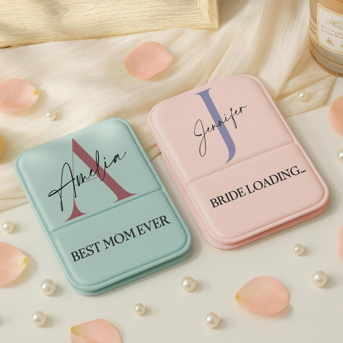Personalized Compact Mirror with Name – Custom Initial Travel Makeup Mirror, Foldable Pocket Mirror for Purse, Bridesmaid Gift, Best Mom or Bride to Be Gift, Portable Vanity Mirror