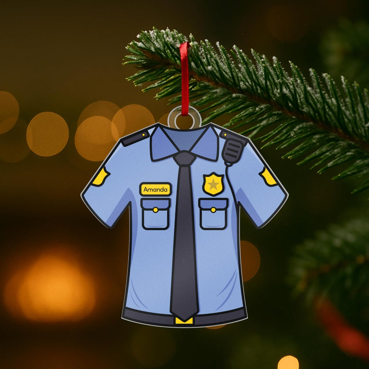 Personalized Police Officer Ornament with Name – Custom Tactical or Classic Uniform Christmas Tree Decoration – Acrylic Keepsake for Cop, Law Enforcement, Sheriff, Deputy, Sergeant