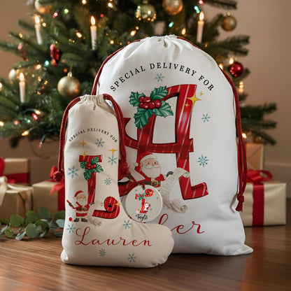 Christmas Name & Initial – Custom Ornament, Stocking & Santa Sack Options – Personalized Holiday Decor & Gift Bags