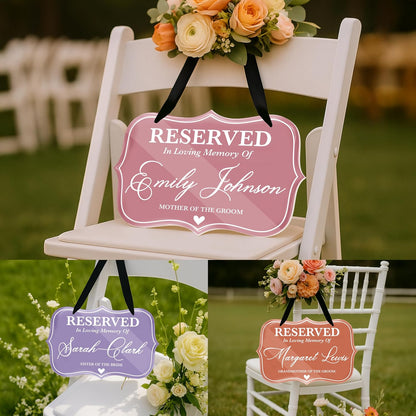 Personalized In Loving Memory Wedding Sign, Custom Memorial Chair Banner