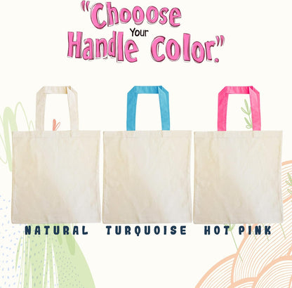 Custom DIY Easter Tote Bag for Kids and Treat Party - Personalized Reusable Canvas Egg Hunt Basket with Name to Boys, Girls - Customized Colorable Bunny Gift Bags 6 Designs & 3 Handle Color