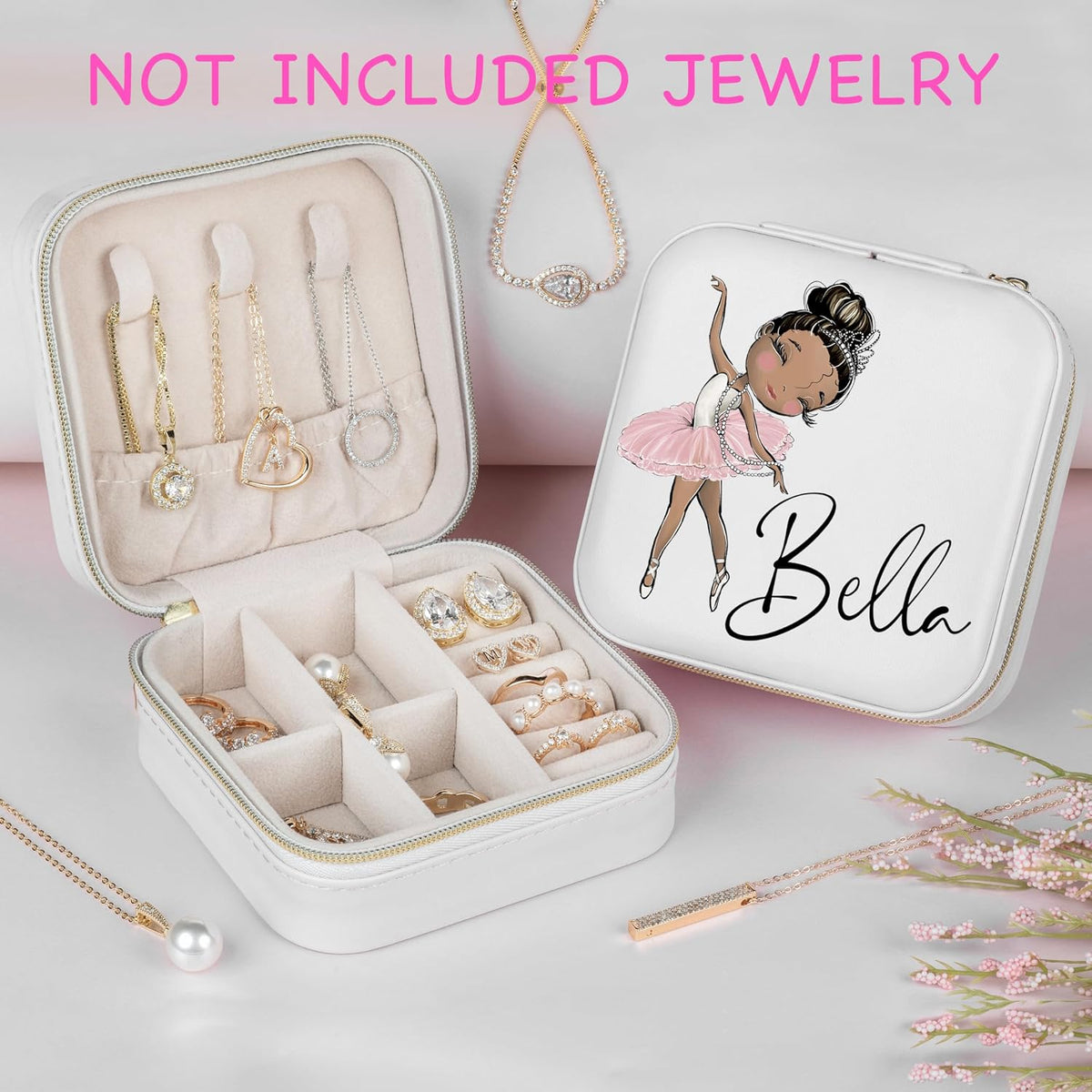 Personalized Mini Jewelry Organizer for Girls, Custom Travel Jewelry Box