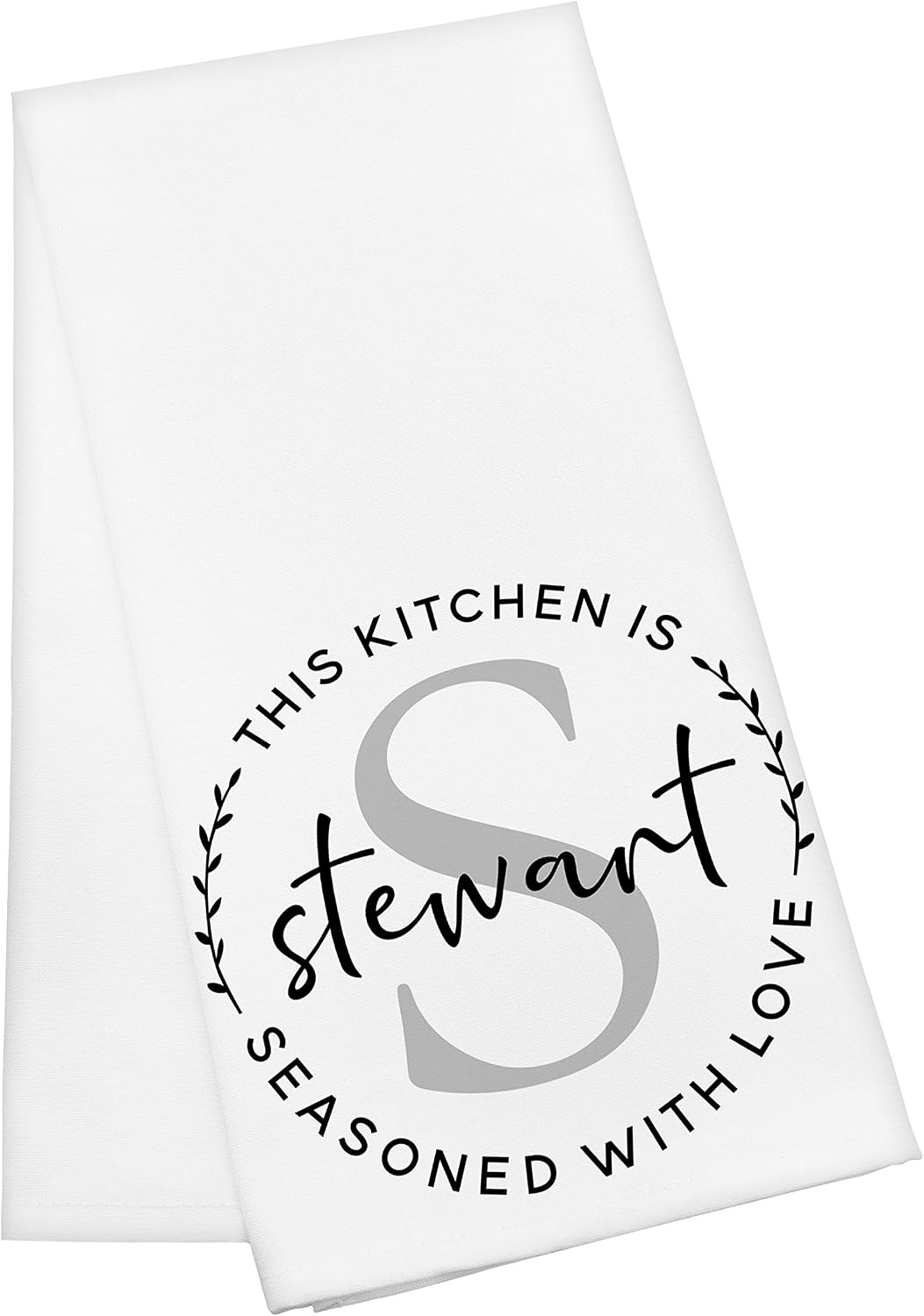 Personalized Tea Towel with Initial and Name, Custom Monogram Kitchen Gift