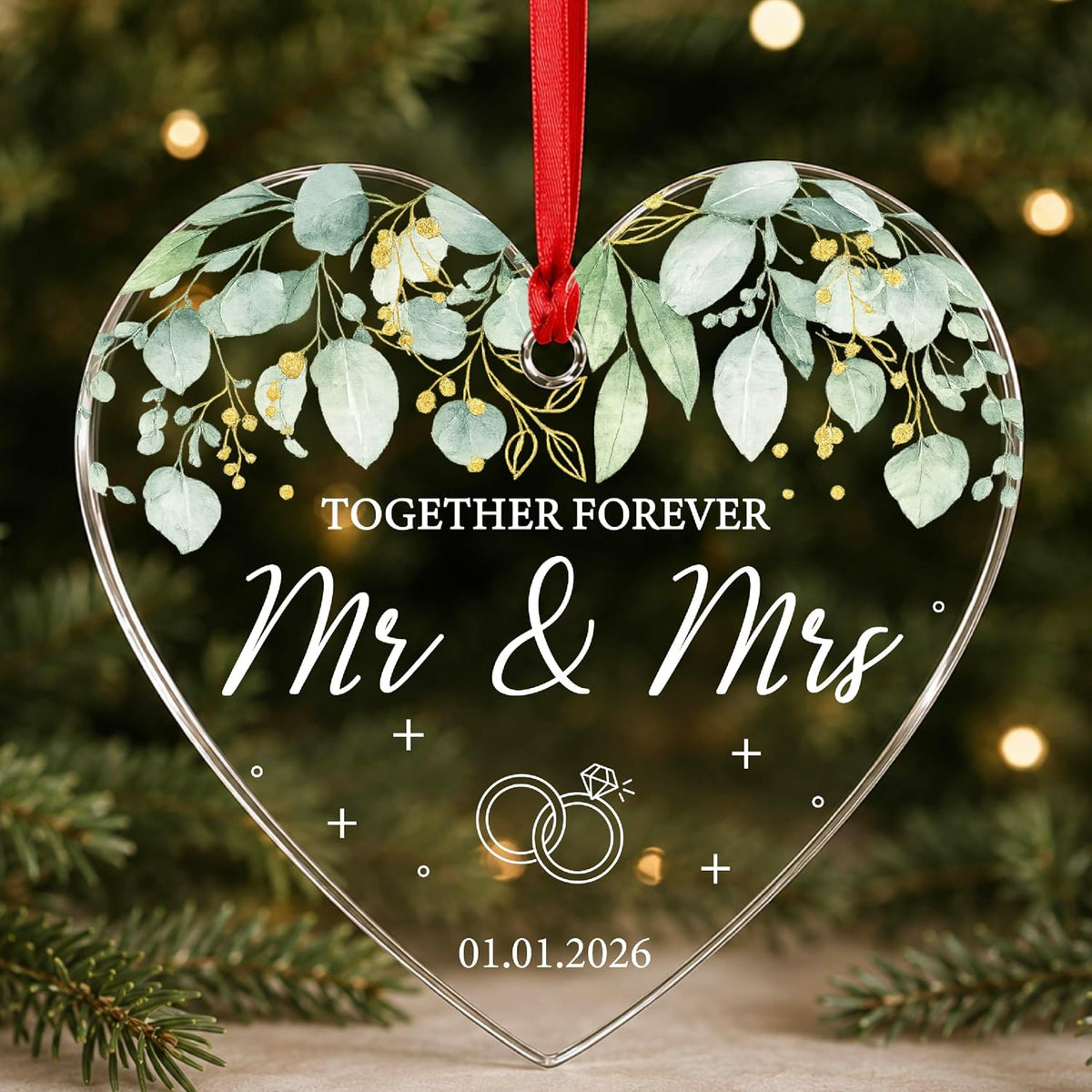 Personalized Wedding Gift, Mr and Mrs Christmas Ornament, Couples Keepsake