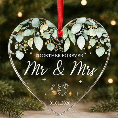 Personalized Wedding Gift, Mr and Mrs Christmas Ornament, Couples Keepsake