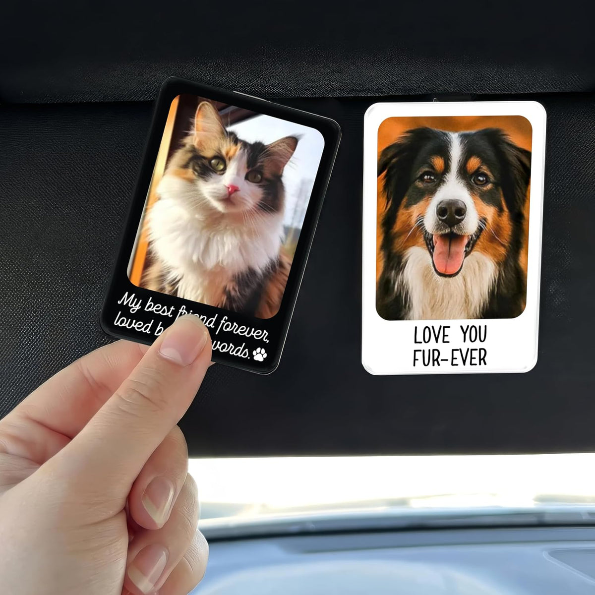 Personalized Car Visor Photo Clip – Custom Acrylic Picture Holder with Text, Gift for Dad, Mom, Husband, Wife, or Girlfriend