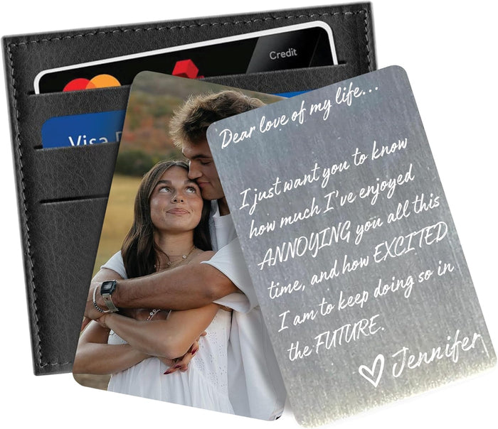 Personalized Metal Wallet Photo Card, Custom Picture Long Distance Gift