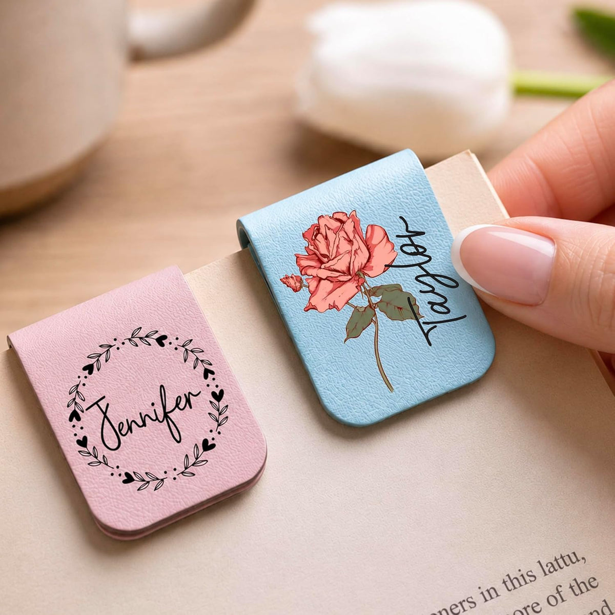 Personalized Magnetic Bookmark, Custom Floral Design, Gift for Book Lovers