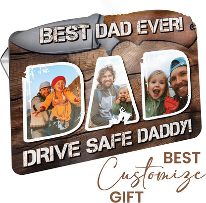 Personalized Cowboy Horseshoe Car Visor Clip – Custom Photo & Message Gift for Dad – Drive Safe Daddy – Cute Father’s Day Car Accessory from Kids – Best Dad Ever