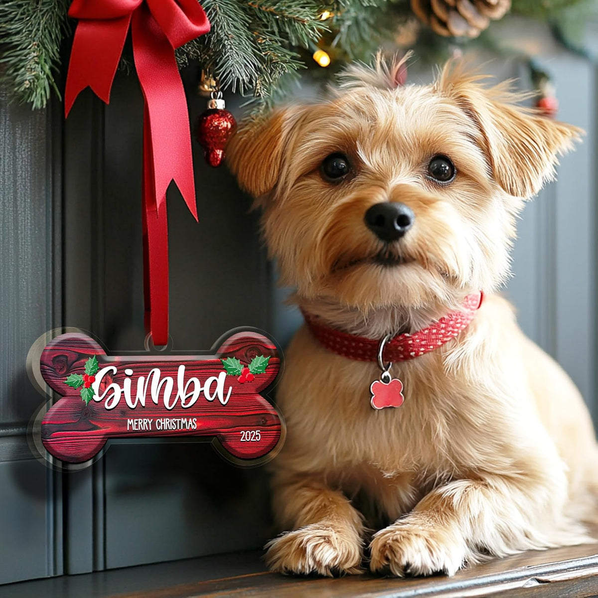 Personalized Dog Memorial Bone Ornament with Name, Custom Pet Loss Keepsake
