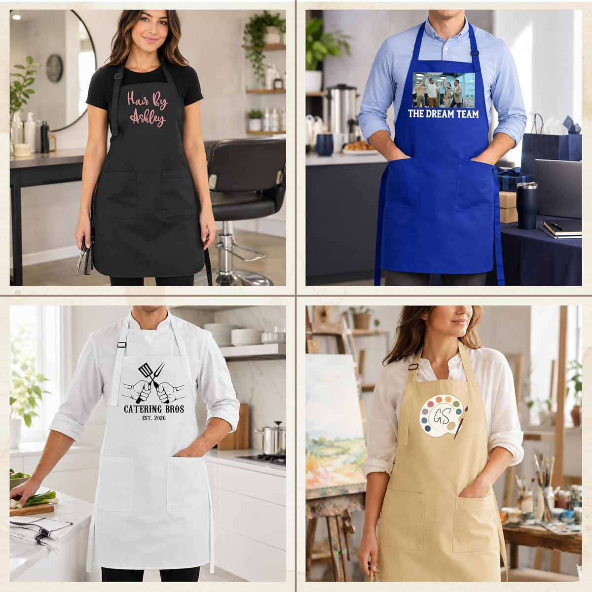 Zexpa Apparel Personalized Bakery Apron for Women with Custom Name and Logo Design, Adjustable Baking Apron