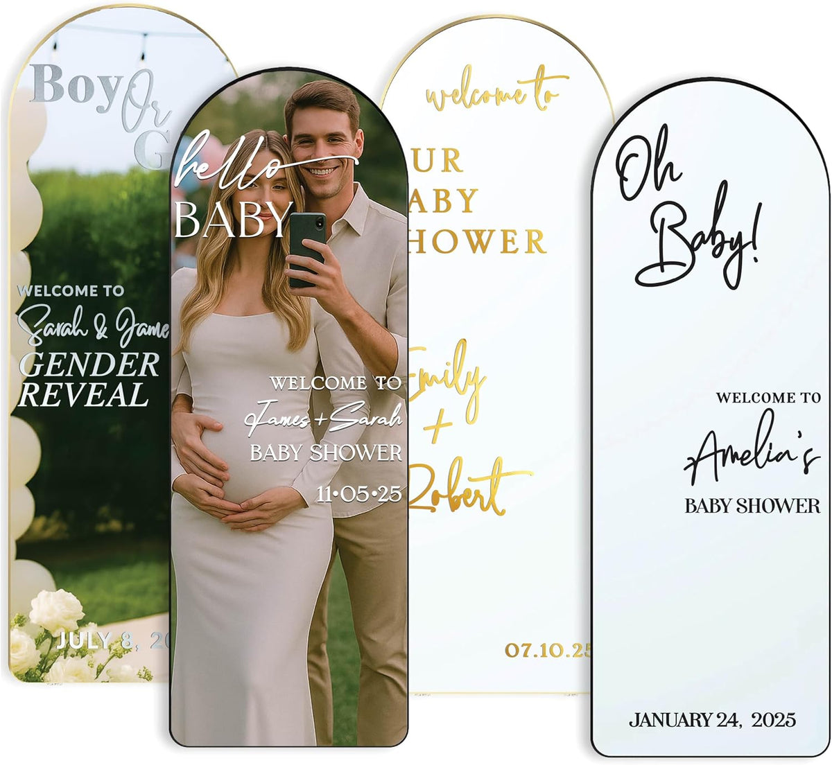 Personalized Welcome to Our Wedding Mirror Sign Decal DIY - Customized Bride and Groom Names - Lettering Elegant Happily Ever After Party Vinyl Sticker Wall Reception Decor