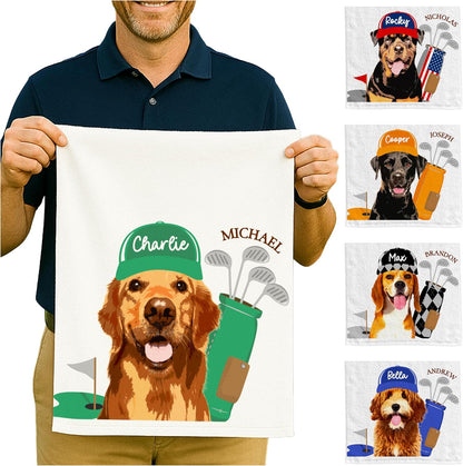 Zexpa Apparel Custom Pet Golf Towel – Personalized Golf Club Towel with Your Dog or Cat Photo & Name – Unique Pet Lover Golf Accessory Gift for Golfers & Pet Owners