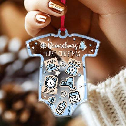 Personalized Baby's First Christmas Ornament - Custom Gift for Christmas & Baby Shower - 4D Baby Shake - Clear Acrylic Tree Hanging Decoration with Name - Unique Newborn Ornament