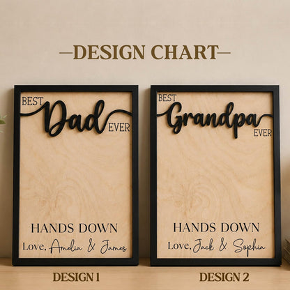 Personalized Handprint Father’s Day Trophy Sign, DIY Kids Handprint Plaque Gift for Dad Grandpa Papa